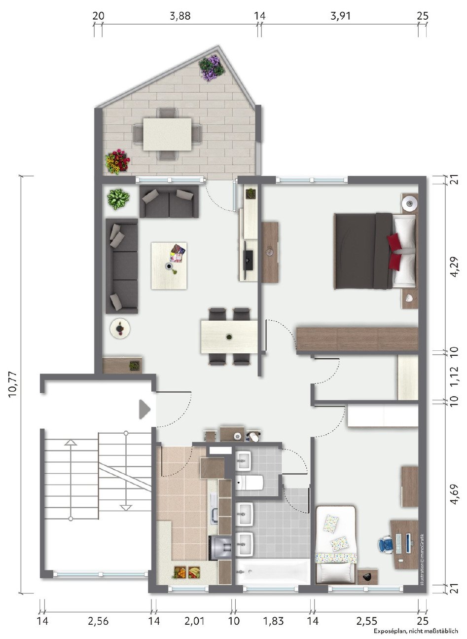Frisch sanierte 3 Zimmerwohnung mit Weitsicht und eigener Waschküche